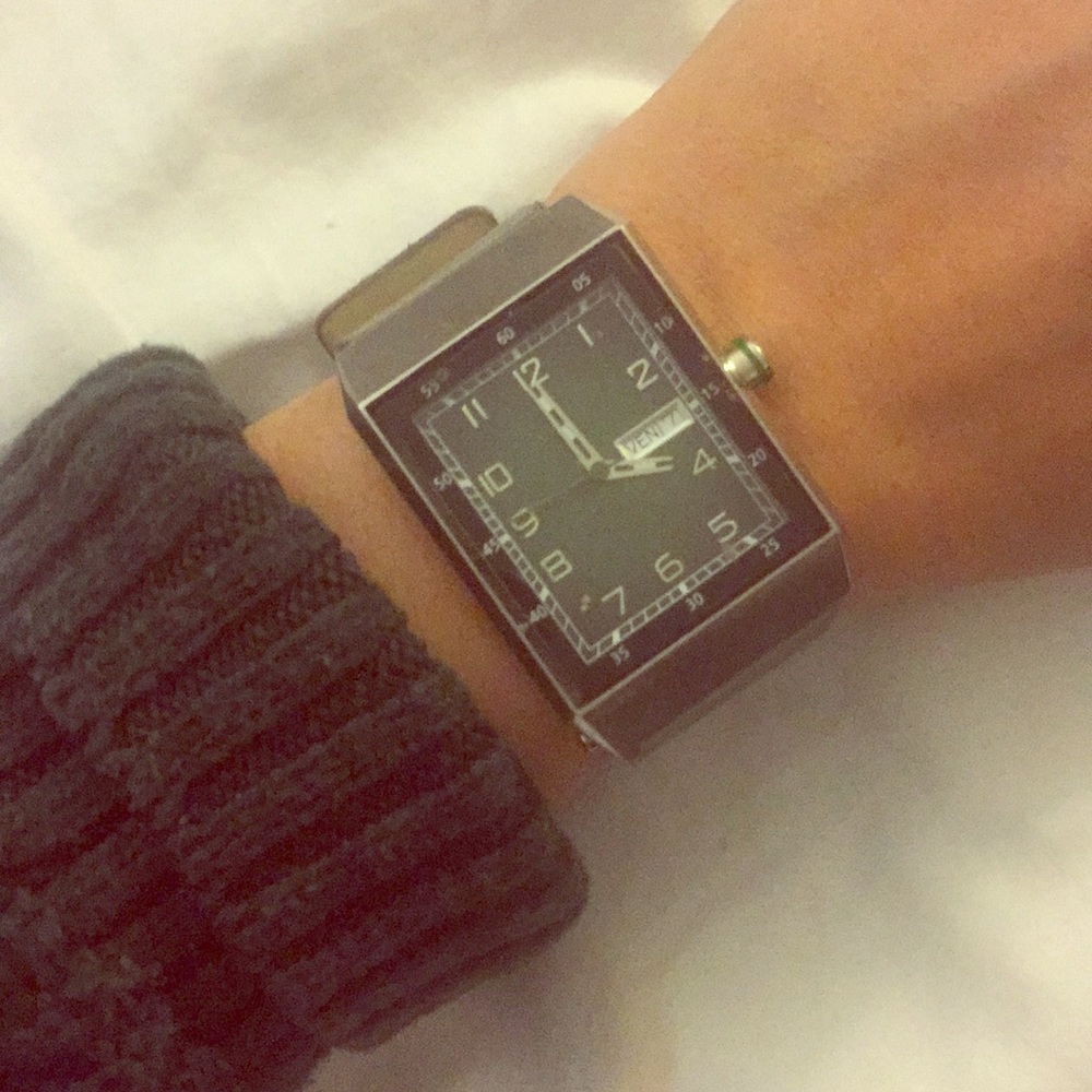 FOSSIL dark green leather watch